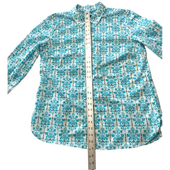 Talbots Button Up Shirt sz L Long Sleeve Cotton Floral Career Office Mature - Picture 9 of 10